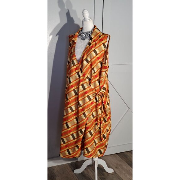 SELENE SPORT WRAP DRESS SLEEVELESS BROWN POLYESTER SIZE 3X - Picture 7 of 8